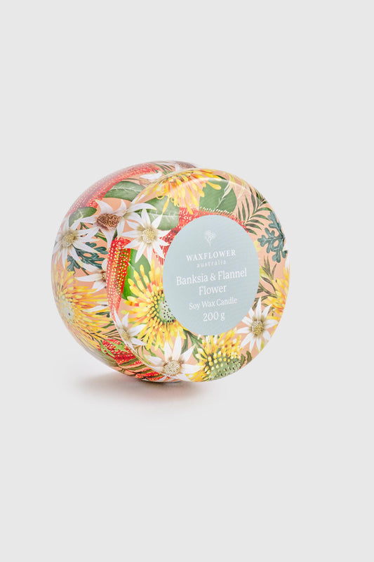 Banksia & Flannel Flower - Waxflower Candle Tin 200g