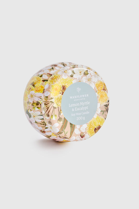 Lemon Myrtle & Eucalypt - Waxflower Candle Tin 200g