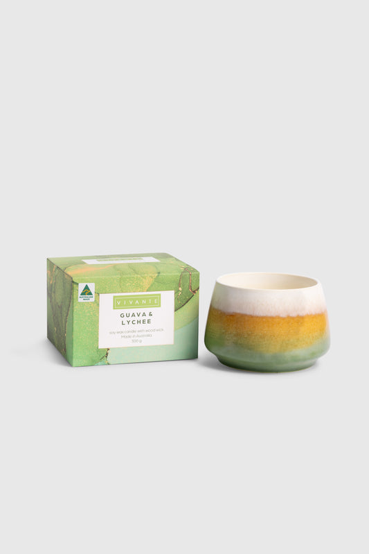 Guava & Lychee Ceramic Candle 300g